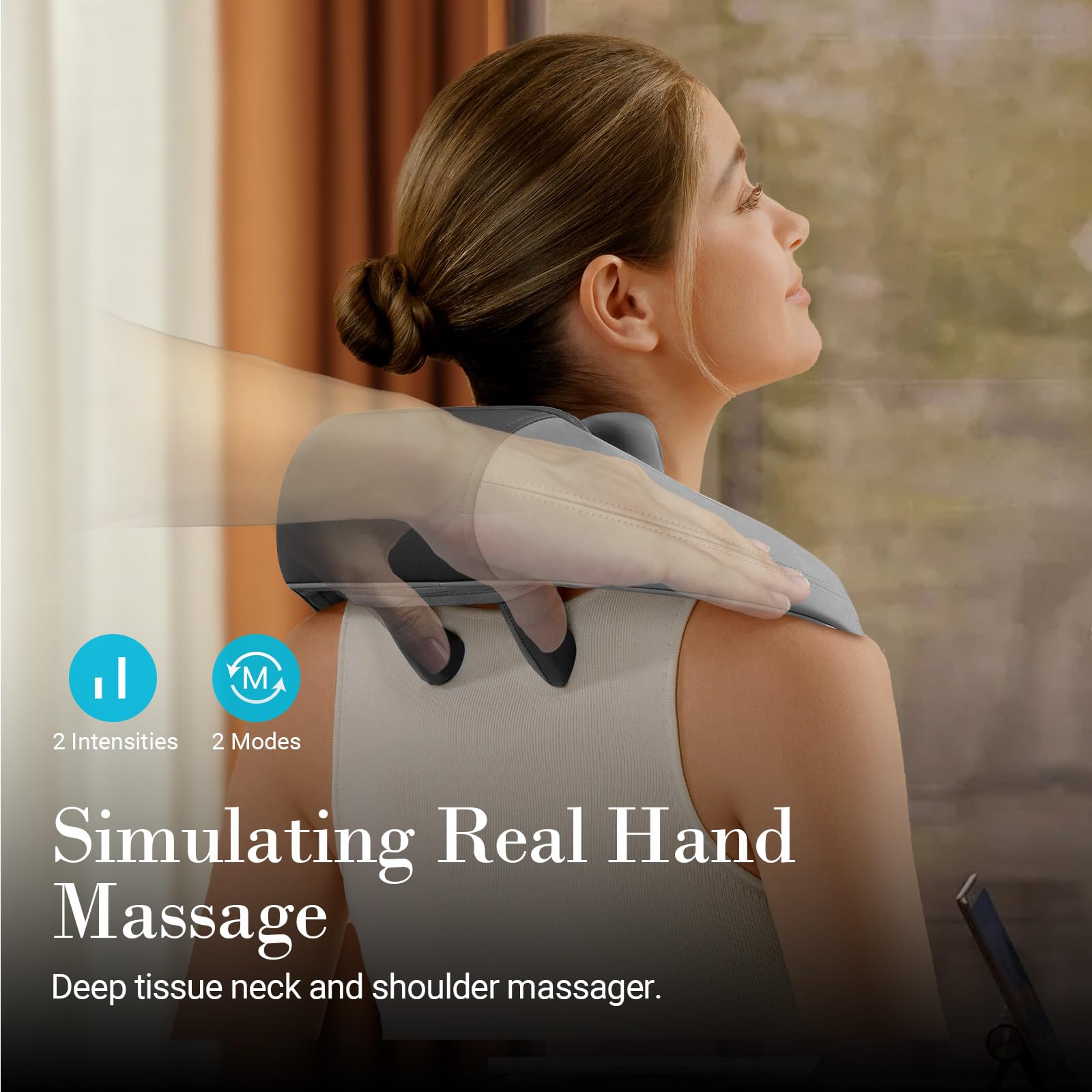 Cupilo Shiatsu Neck And Shoulder Massager With Heat   Fsa Or Hsa Eligible, Cordless 4D Deep Tissue Kneading Massager, Rechargeab